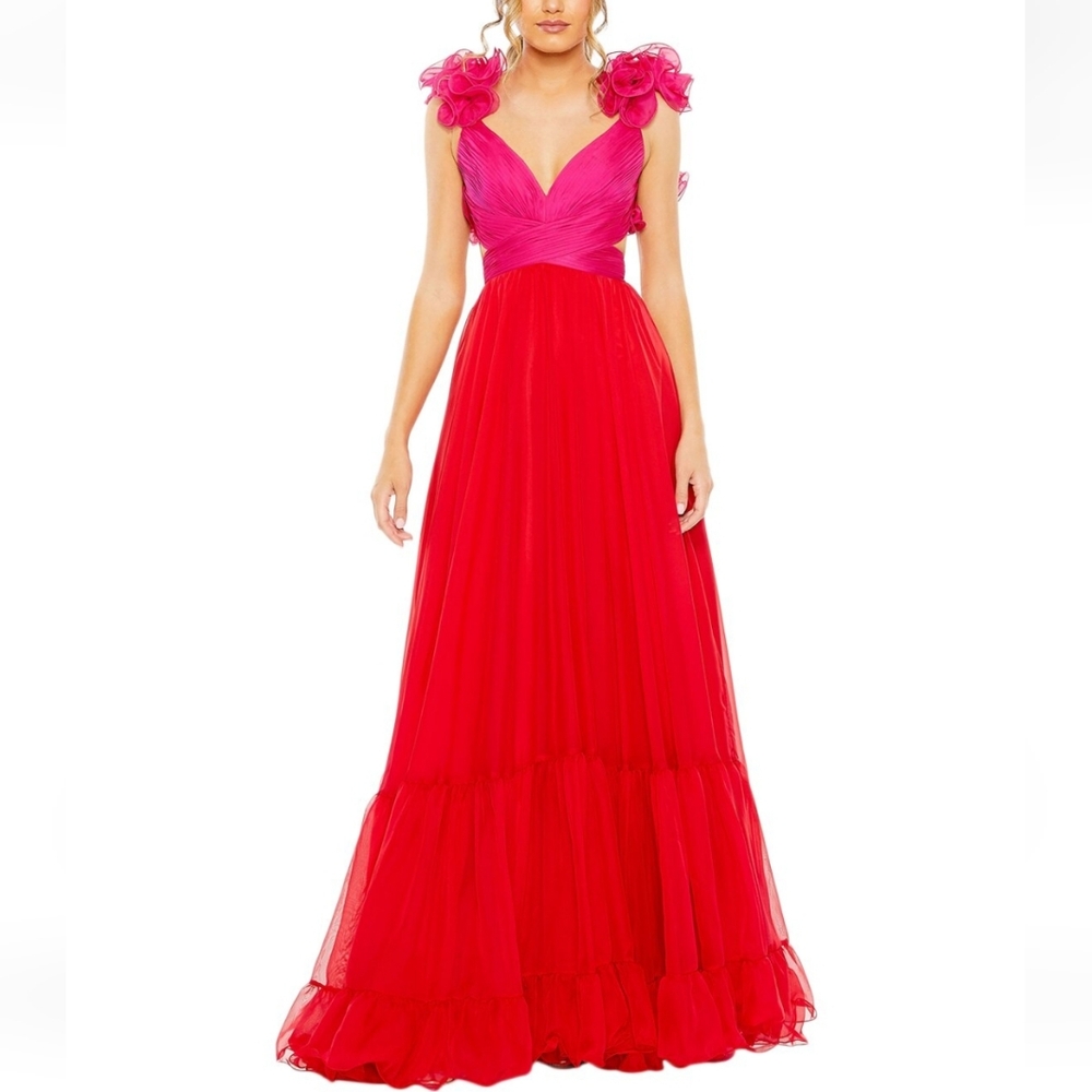 Mac Duggal Pink/ Red Evening Gown/ Maxi Dress